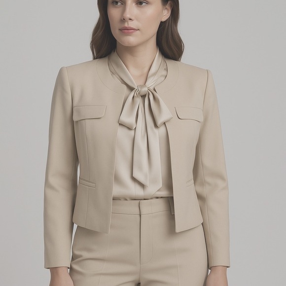 Ann Taylor Loft Blazer Beige Career Chic Business Casual 6T Light Academia 92-24